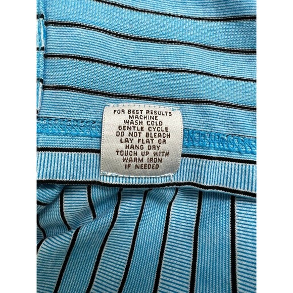 Peter Millar Men's Large Blue Striped Short Sleeve Golf Cotton Polo Shirt - Picture 5 of 5